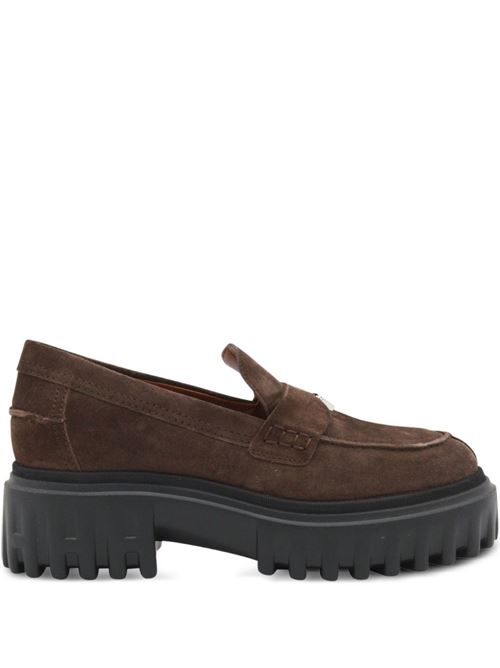 Mocassino donna Hogan H-Stripes marrone e nero in crosta HOGAN | HXW7000FV50BYES610.