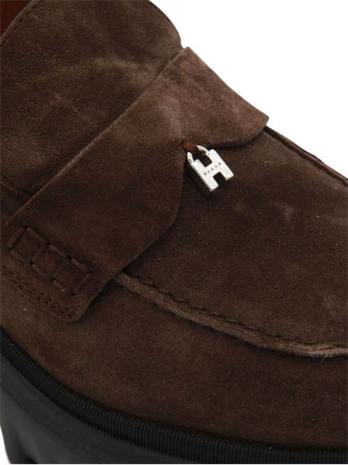 Mocassino donna Hogan H-Stripes marrone e nero in crosta HOGAN | HXW7000FV50BYES610.