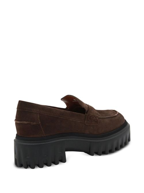 Mocassino donna Hogan H-Stripes marrone e nero in crosta HOGAN | HXW7000FV50BYES610.