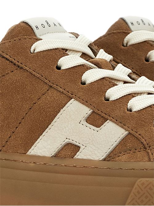 Sneakers donna Hogan New Cassetta beige e panna in crosta HOGAN | HXW7050GB00UHT0RZU.