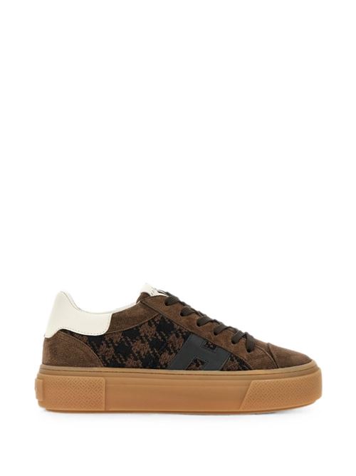 Sneakers donna Hogan New Cassetta marroni e panna pied de poule HOGAN | HXW7050GB0BVI50R2F.