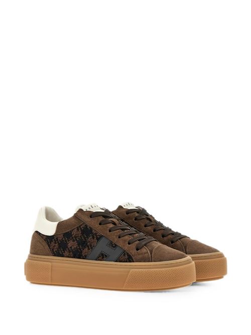 Sneakers donna Hogan New Cassetta marroni e panna pied de poule HOGAN | HXW7050GB0BVI50R2F.