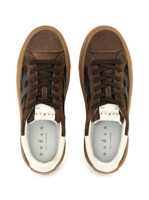 Sneakers donna Hogan New Cassetta marroni e panna pied de poule HOGAN | HXW7050GB0BVI50R2F.