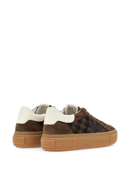 Sneakers donna Hogan New Cassetta marroni e panna pied de poule HOGAN | HXW7050GB0BVI50R2F.