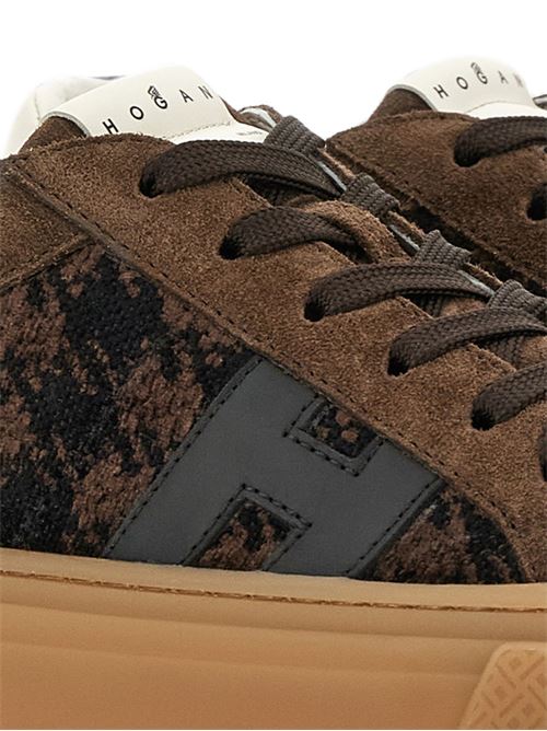 Sneakers donna Hogan New Cassetta marroni e panna pied de poule HOGAN | HXW7050GB0BVI50R2F.