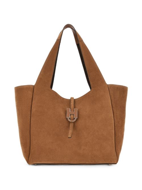 Borsa donna Hogan shopping grande cognac in crosta con fibbia H HOGAN | KBW01XA1300UGM96RG.