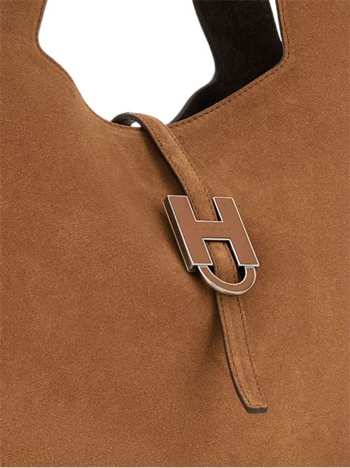 Borsa donna Hogan shopping grande cognac in crosta con fibbia H HOGAN | KBW01XA1300UGM96RG.
