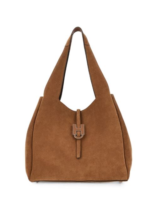Borsa donna Hogan shopping grande cognac in crosta con fibbia H HOGAN | KBW01XA1300UGM96RG.