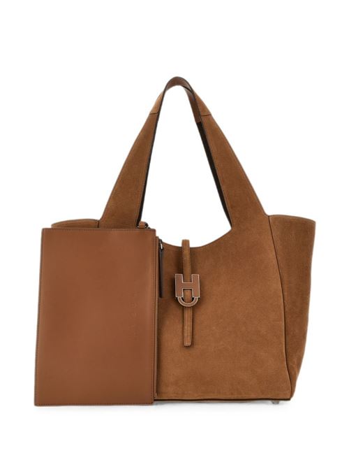 Borsa donna Hogan shopping grande cognac in crosta con fibbia H HOGAN | KBW01XA1300UGM96RG.