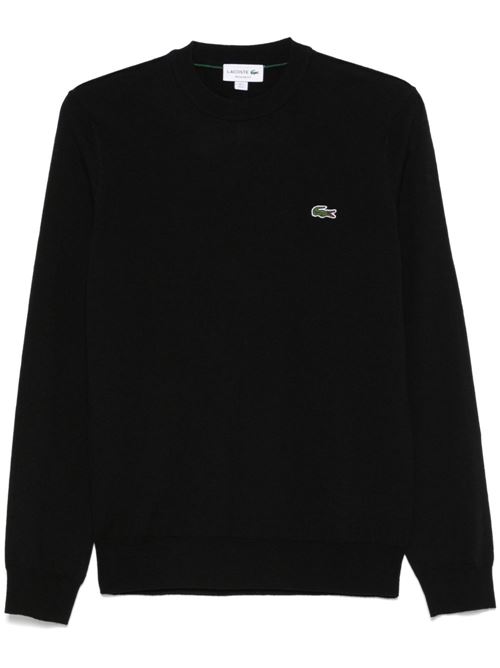 Pullover Lacoste da uomo nero in cotone con coccodrillo ricamato LACOSTE | AH3225031