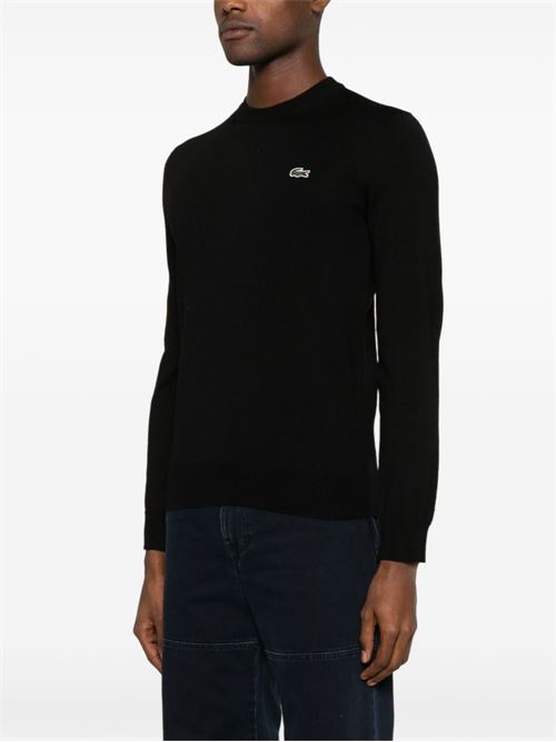 Pullover Lacoste da uomo nero in cotone con coccodrillo ricamato LACOSTE | AH3225031