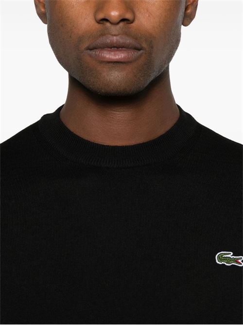 Pullover Lacoste da uomo nero in cotone con coccodrillo ricamato LACOSTE | AH3225031