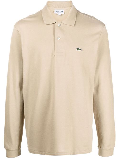 Polo Lacoste da uomo color sabbia in Petit Piqué di cotone a maniche lunghe LACOSTE | L131202S