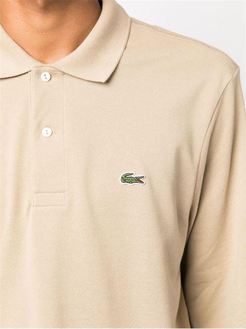 Polo Lacoste da uomo color sabbia in Petit Piqué di cotone a maniche lunghe LACOSTE | L131202S