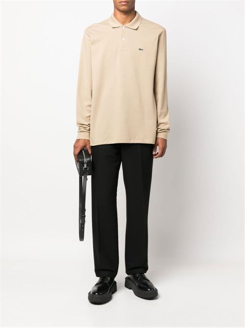 Polo Lacoste da uomo color sabbia in Petit Piqué di cotone a maniche lunghe LACOSTE | L131202S