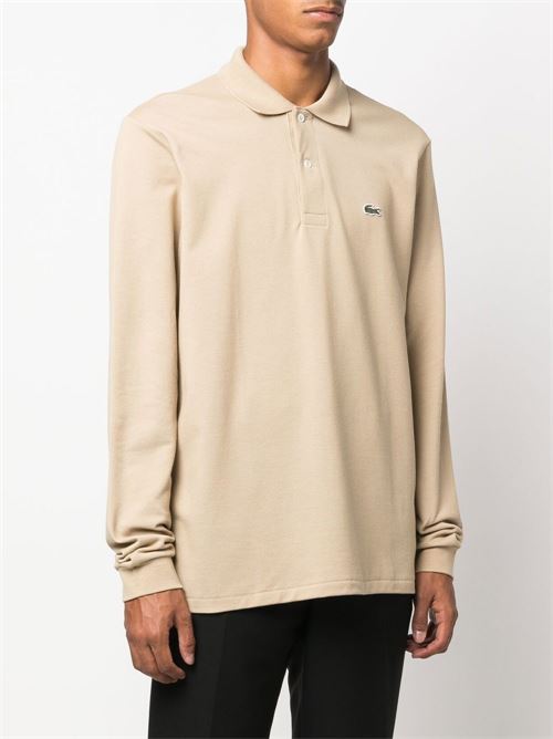 Polo Lacoste da uomo color sabbia in Petit Piqué di cotone a maniche lunghe LACOSTE | L131202S