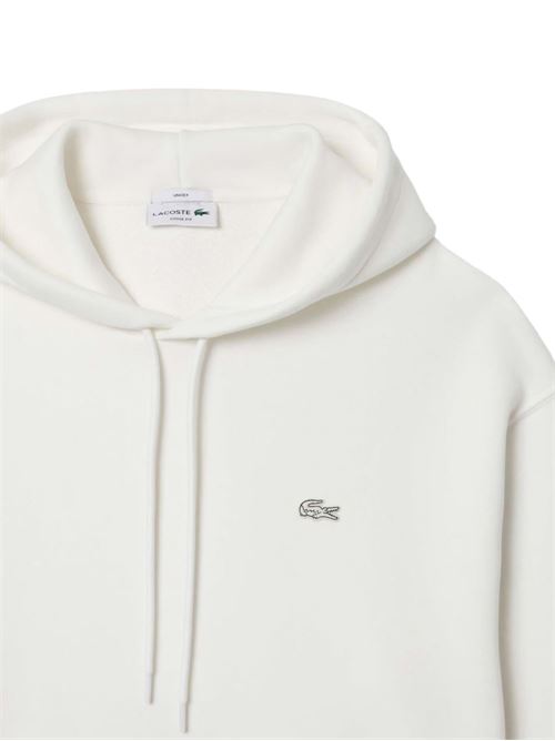 Felpa Lacoste unisex color panna in cotone pesante con cappuccio e logo tono su tono LACOSTE | SH774170V