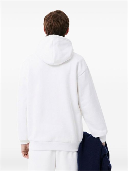 Felpa Lacoste da uomo color panna in cotone felpato con cappuccio LACOSTE | SH886370V