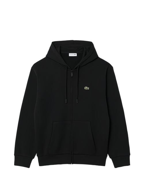 Felpa Lacoste da uomo nera in cotone felpato con zip e cappuccio LACOSTE | SH8864031