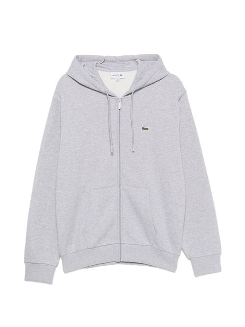 Felpa Lacoste da uomo grigio mélange con zip e cappuccio LACOSTE | SH8864CCA