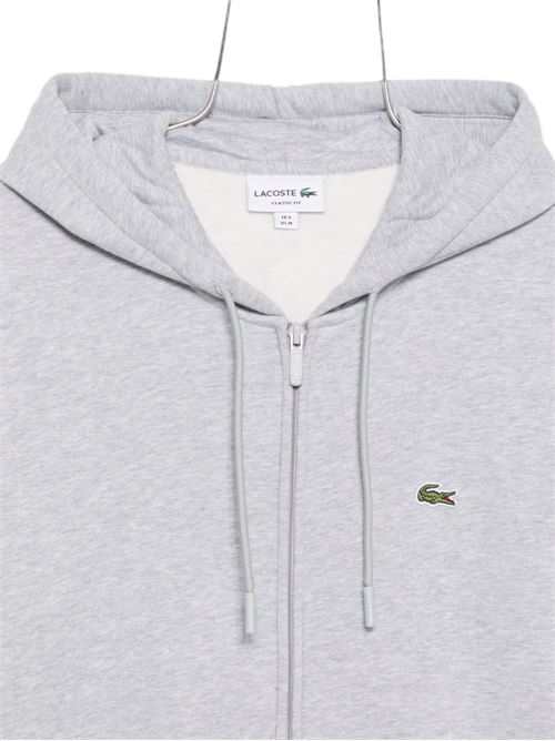 Felpa Lacoste da uomo grigio mélange con zip e cappuccio LACOSTE | SH8864CCA