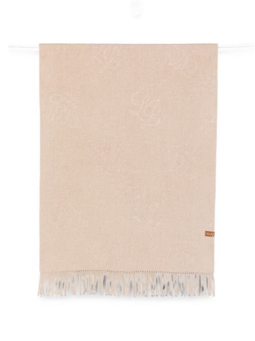 Stola Liu Jo da donna color cammello con logo e bordi sfrangiati LIU-JO | 2F6033T030000070