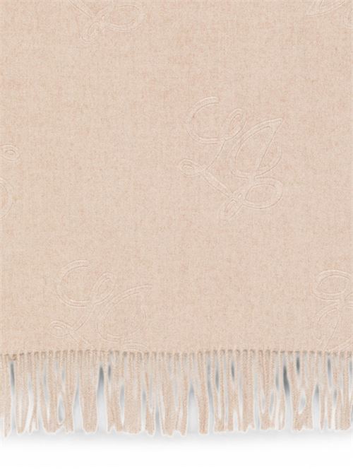 Stola Liu Jo da donna color cammello con logo e bordi sfrangiati LIU-JO | 2F6033T030000070