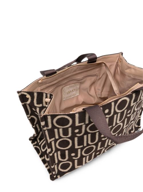 Borsa shopper Liu Jo da donna testa di moro in tessuto logato con tracolla LIU-JO | 2F6037T274200533