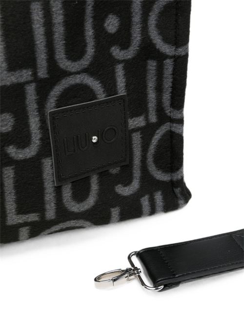 Borsa shopper Liu Jo da donna nera in tessuto logato con tracolla LIU-JO | 2F6037T274222222