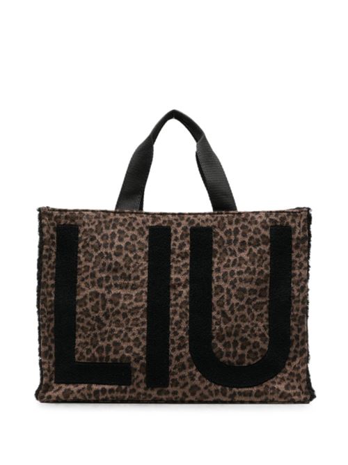 Borsa tote Liu Jo grande in tessuto leopardato con maxi logo e tracolla LIU-JO | 2F6037T6089S19E1