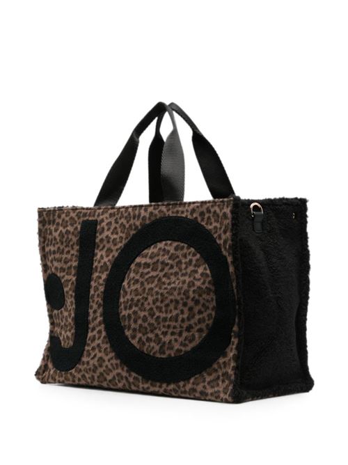 Borsa tote Liu Jo grande in tessuto leopardato con maxi logo e tracolla LIU-JO | 2F6037T6089S19E1