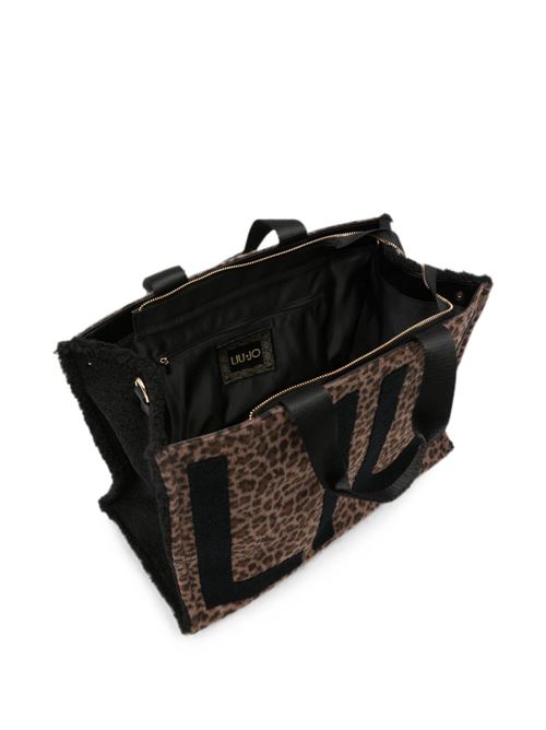 Borsa tote Liu Jo grande in tessuto leopardato con maxi logo e tracolla LIU-JO | 2F6037T6089S19E1