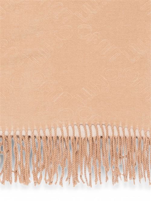 Poncho Liu Jo da donna color cammello con logo in rilievo e bordi sfrangiati LIU-JO | 2F6042T275100070