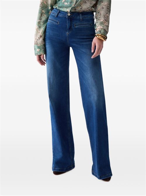 Jeans Liu Jo da donna flare in denim stretch blu scuro con lavaggio stone wash LIU-JO | UF6069DS00478263