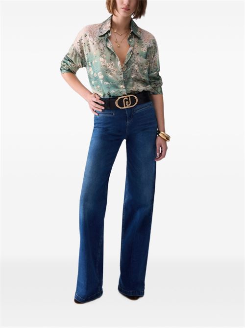 Jeans Liu Jo da donna flare in denim stretch blu scuro con lavaggio stone wash LIU-JO | UF6069DS00478263