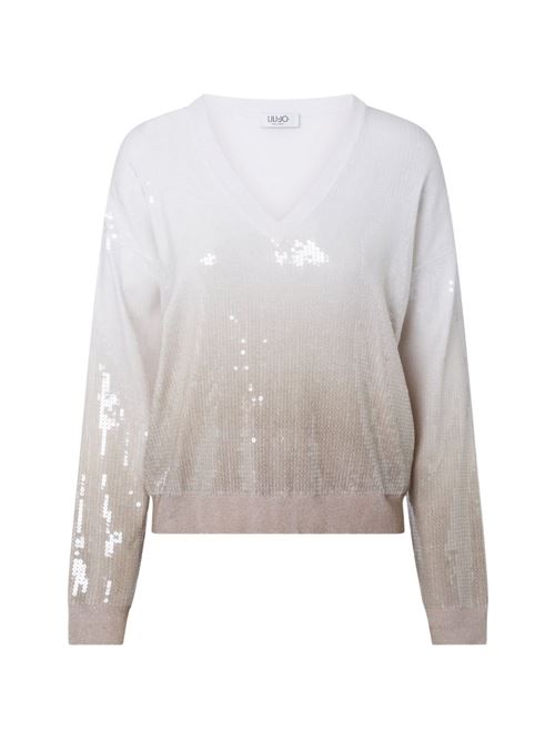 Maglia Liu Jo da donna beige con lavorazione dégradé e paillettes ricamate LIU-JO | WF6178MS49IL9203