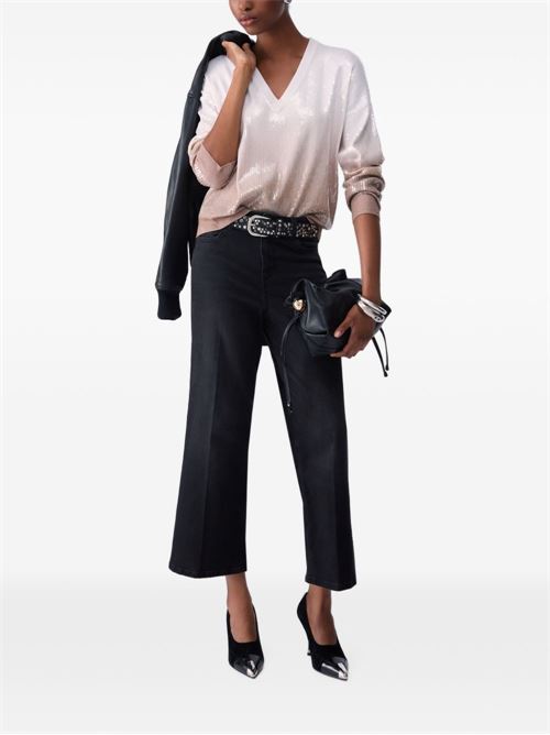 Maglia Liu Jo da donna beige con lavorazione dégradé e paillettes ricamate LIU-JO | WF6178MS49IL9203
