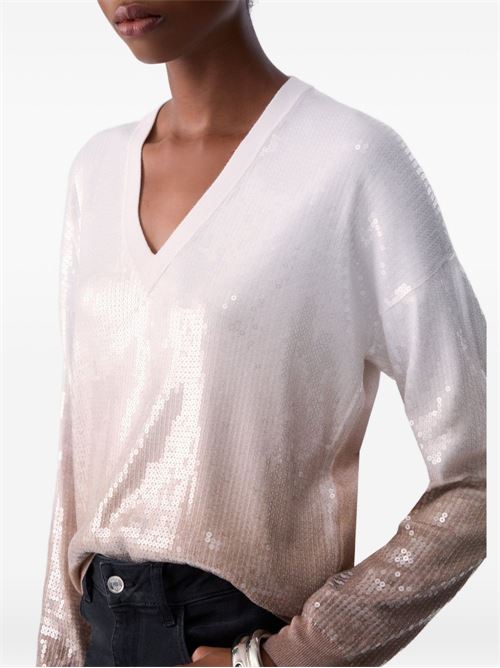 Maglia Liu Jo da donna beige con lavorazione dégradé e paillettes ricamate LIU-JO | WF6178MS49IL9203