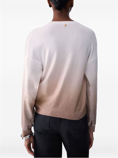 Maglia Liu Jo da donna beige con lavorazione dégradé e paillettes ricamate LIU-JO | WF6178MS49IL9203
