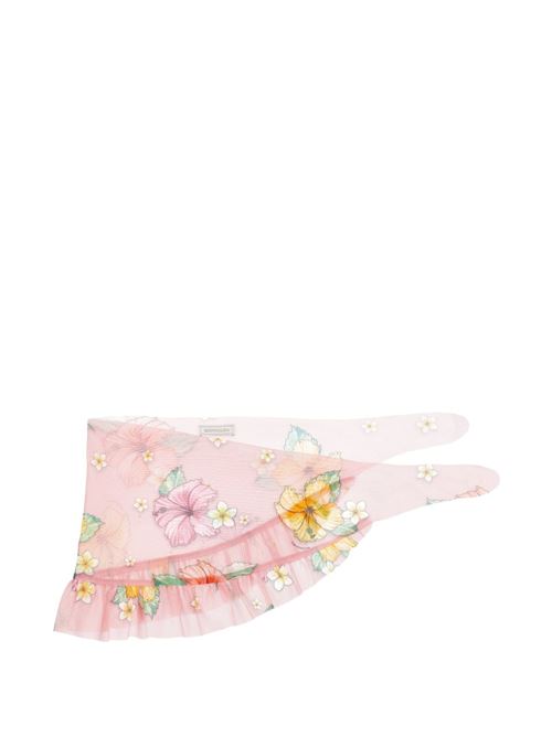 Pareo bambina Monnalisa rosa pesca in tulle con fiori e rouches MONNALISA | 11H03086580093