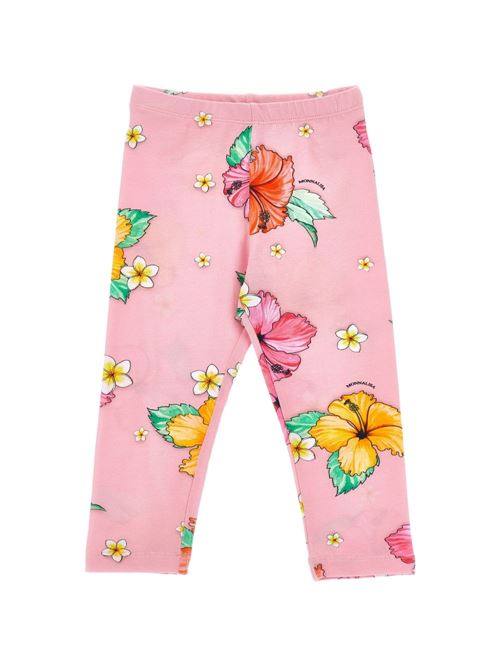 Leggings bambina Monnalisa rosa pesca con stampa floreale ibisco MONNALISA | 11H42186540093