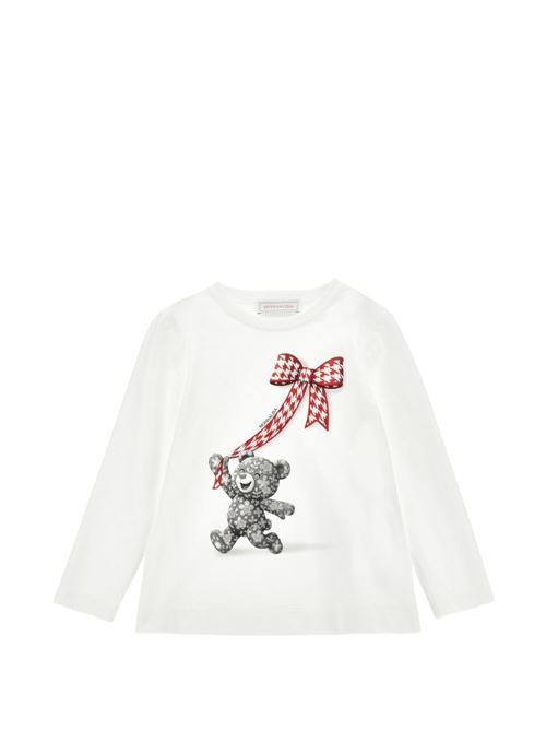 T-shirt Monnalisa da bambina con stampa orsetto e fiocco floreale MONNALISA | 11H61982010132