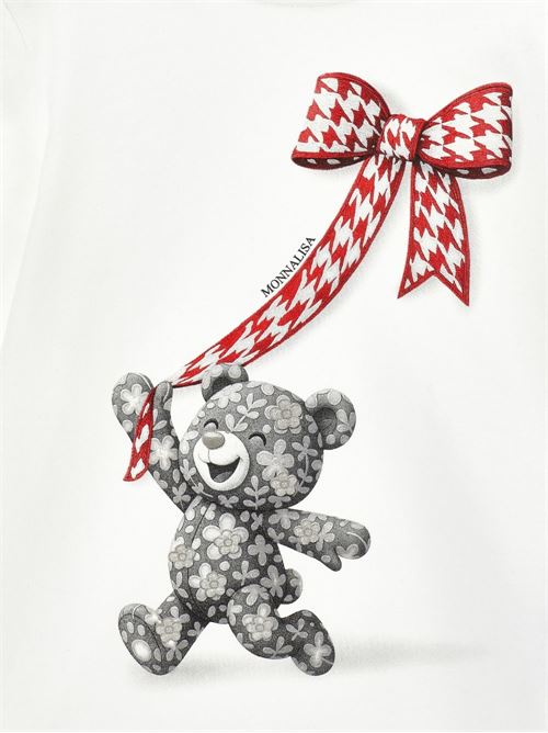 T-shirt Monnalisa da bambina con stampa orsetto e fiocco floreale MONNALISA | 11H61982010132