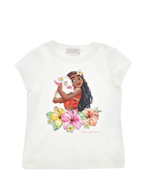 T-shirt bambina Monnalisa bianca Disney Vaiana con stampa floreale MONNALISA | 11H63282010099
