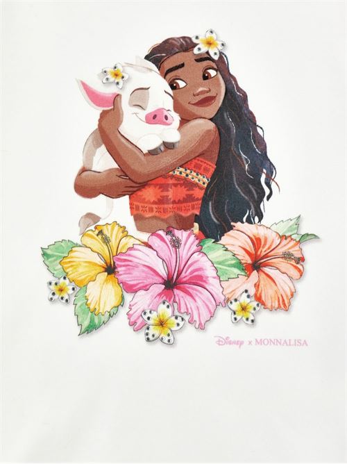 T-shirt bambina Monnalisa bianca Disney Vaiana con stampa floreale MONNALISA | 11H63282010099