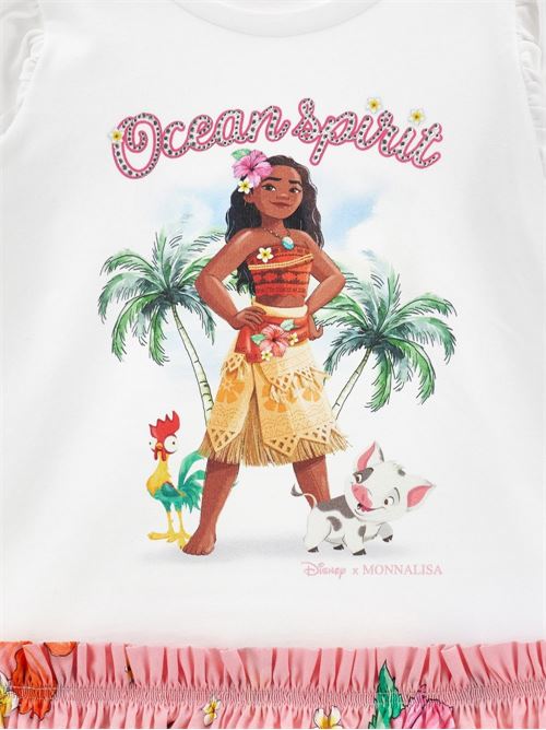 Abito bambina Monnalisa bianco e fucsia Disney Vaiana con gonna floreale MONNALISA | 11H92782019993