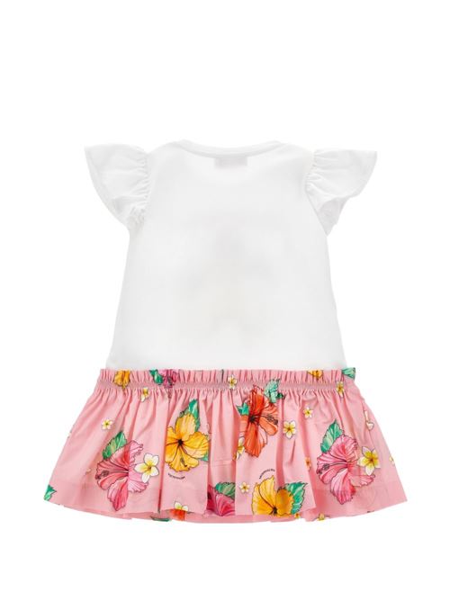 Abito bambina Monnalisa bianco e fucsia Disney Vaiana con gonna floreale MONNALISA | 11H92782019993