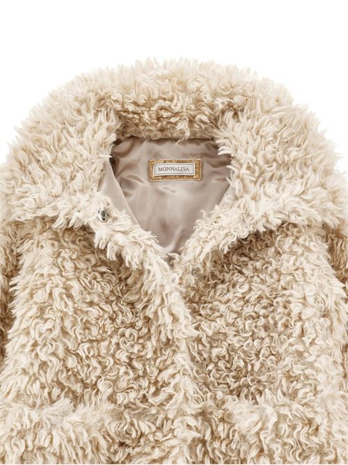 Cappotto Teddy Monnalisa da bambina color Gardenia in morbido tessuto peluche MONNALISA | 17H1048031029F