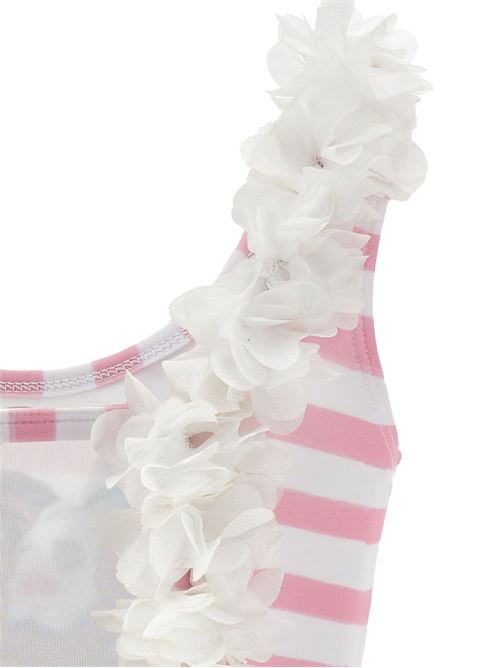 Costume intero bambina Monnalisa bianco e fucsia a righe Vaiana MONNALISA | 19H03180909993