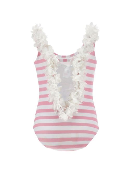 Costume intero bambina Monnalisa bianco e fucsia a righe Vaiana MONNALISA | 19H03180909993